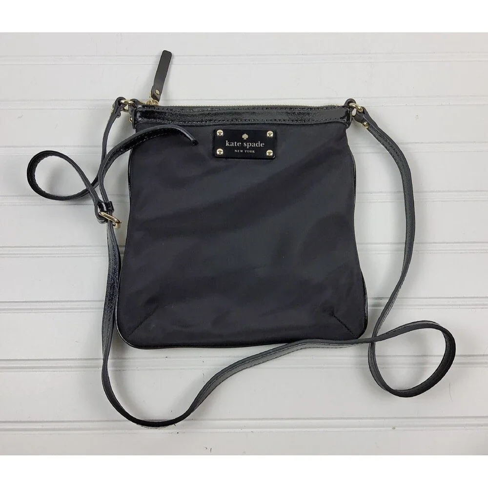 Kate Spade NY Nylon Crossbody Shoulder Handbag Purse Black